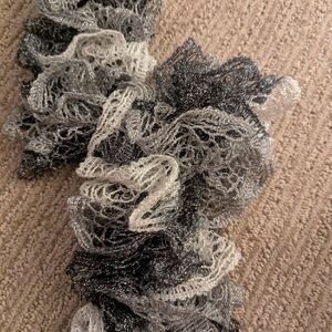 Black and Gray Ruffled Scarf